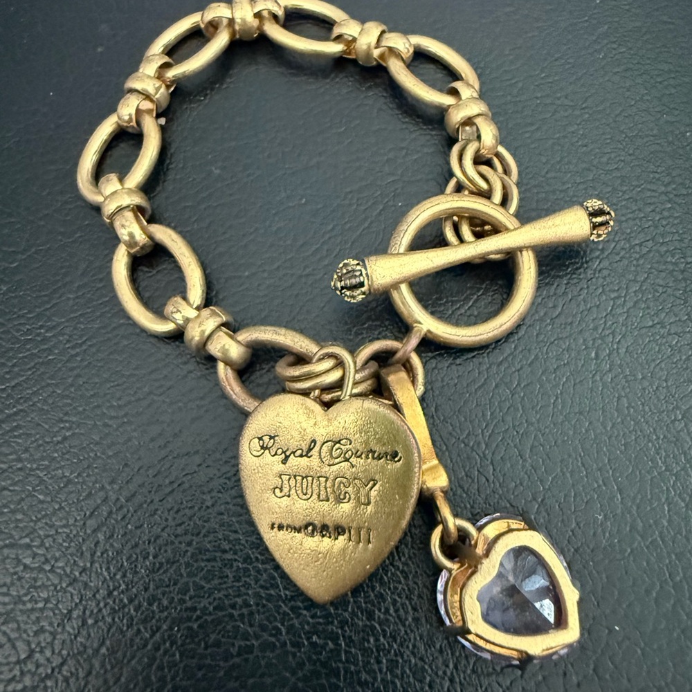 Juicy Couture Vintage Gold Heart Bracelet with Charm